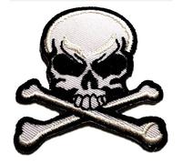 Catch the Patch Calavera Biker Parche Termoadhesivo 6,3 x 7,2 cm para Adultos con Skull Vintage Edgy Statement, Heavy Metal Festival Regalo Idea Original