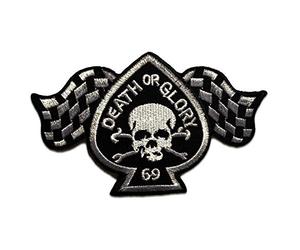 Catch the Patch Death Or Glory Motero Parche Termoadhesivo 9,5 x 6,2 cm para Adultos con Moto Easy Rider Vintage, Heavy Metal Festival Concentración Motera Regalo