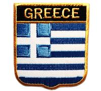 Catch the Patch Grecia Parche Termoadhesivo 6,5 x 7,5 cm para Adultos Niños con Bandera Nacional Tricolor Auténtica, Souvenir Viaje Mundial 2026 Decoración