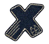 Catch the Patch Letra X Azul Parches Termoadhesivos Letras 3,4 x 3,2 cm para Niños Adultos con Nombre Iniciales Monograma Personalizado, Deporte Equipo Fútbol Números Decoración Ropa