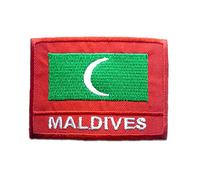 Catch the Patch Maldivas Parche Termoadhesivo 4,9 x 6,9 cm para Adultos Niños con Bandera Nacional Tricolor Auténtica, Souvenir Viaje Mundial 2026 Decoración
