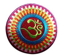 Catch the Patch Om Símbolo Espiritual Hindú Meditación Parches Termoadhesivos Yoga 7,5 x 7,5 cm para Adultos con Tela Tejido Algodón Original, Buddha Mandala Ropa Pantalones Jeans Coser Personalizado