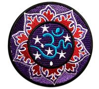 Catch the Patch Om Símbolo Meditación Parches Termoadhesivos Yoga 7,5 x 7,5 cm para Adultos con Tela Tejido Algodón Original, Buddha Mandala Ropa Pantalones Jeans Coser Personalizado