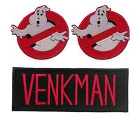 Catch the Patch Peter Venkman Parches Termoadhesivos Set de 3 para Adultos con Colección Cazafantasmas Película Vintage Original, Ecto-1 Proton Pack Slimer Fan Detalle Auténtico