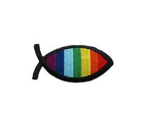 Catch the Patch Pez Cristiano Símbolo Parches Termoadhesivos Peces 7,2 x 4,1 cm para Niños con Tela Tejido Algodón Original, Tiburón Delfín Ropa Pantalones Jeans Coser Reparación