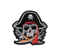 Catch the Patch Pirata Calavera Parche Termoadhesivo 7 x 7,4 cm para Niños con Caribe Tesoro Vintage Original, Cumpleaños Regalo Manualidades DIY Idea