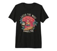 Catch The Wave Surf Good Vibes Surfing Surfbrett Surfboard Camiseta Premium