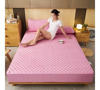 Catche Protector Algodón Acolchado colchón Grueso actúa como una sábana Ajustada y una Cubierta de Cama Camas adecuadas, Rosa, 150x200x25cm