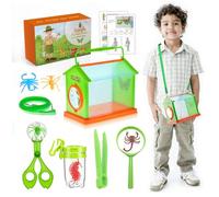 Catcher de Insectos para niños, Kit de Captura de Insectos de 12 Piezas con Magnifier e Insect Trap, Tweezers & Portable Box, DIY Building Toys Educational Insect Toys for Boys & Girls 3+