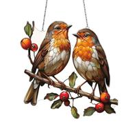 Catchers Sun Ventana de interior, Swratchers de pájaros para la ventana - Aves acrílicas manchadas en el panel de la ventana de la rama - Decoración de jardín de pared para el hogar doble lateral, dec