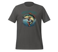 Catchy Hooked on Fishing - Camiseta unisex para adulto con diseño divertido, Asfalto, S