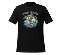 Catchy Hooked on Fishing - Camiseta unisex para adulto con diseño divertido, Negro, XXL