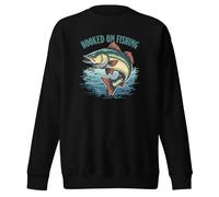 Catchy Hooked on Fishing - Sudadera unisex para adulto con diseño divertido, Negro, S