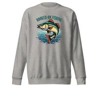 Catchy Hooked on Fishing - Sudadera unisex para adultos con diseño divertido, Gris carbón., S