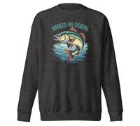 Catchy Hooked on Fishing - Sudadera unisex para adultos con diseño divertido, gris, L