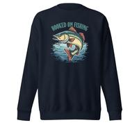 Catchy Hooked on Fishing - Sudadera unisex para adultos con diseño divertido, Navy Blazer, XXL