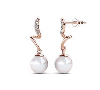 Cate & Chloe Ophelia - Pendientes colgantes de oro blanco de 18 quilates con cristales de Swarovski y perlas, para mujeres, niñas, regalo de joyería para cualquier ocasión