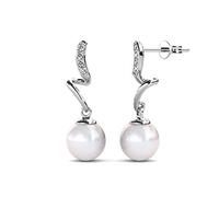 Cate & Chloe Ophelia Pendientes colgantes de oro blanco de 18 quilates con cristales Swarovski y perlas, pendientes de gota para mujeres, niñas, regalo de joyería para cualquier ocasión