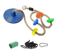 Cateam Cuerda de Escalada Columpio para niños y Adultos - Columpio de Disco Asiento con Correa para Colgar - Accesorio Exterior para jardín, Parque Infantil, árbol o Slackline