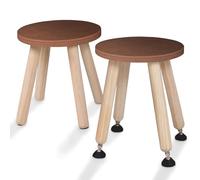 Cateam Taburete de madera para niños y niños pequeños, juego de 2 unidades, nogal, taburete infantil con patas extensibles, taburete sensorial, taburete redondo para niños con pies niveladores