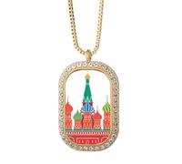 Catedral Buiding Moscow - Collar con colgante de cristal de diamante dorado