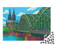 Catedral de Colonia Rompecabezas Clásico 1000 Piezas para Jugadores Adultos, Cartón Premium, Puente de Colonia Cityscap Decoración Interior, Regalo Cumpleaños, Juego De Reto Difícil 52x38cm