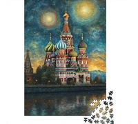 Catedral de Cúpulas de Cebolla de Colores Puzzle de 1000 Piezas Papel para Adultos Cielo Nocturno Relajación Hogar Regalo 70x50cm/1000pcs