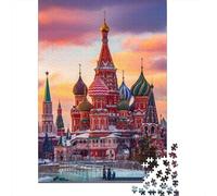 Catedral de Cúpulas de Colores Puzzle de 1000 Piezas Papel Adultos Atardecer Vista Urbana Juego de Puzzle 1000 Piezas Relajación Decoración Familiar Regalo 70x50cm/1000pcs