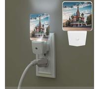 Catedral de San Basilio - Luz nocturna cuadrada roja en Moscú, luz nocturna LED con sensor de atardecer a amanecer, luz nocturna de encendido/apagado automático para dormitorio, baño, pasillo