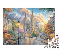 Catedral Europea Puzzle de 1000 Piezas Papel para Adultos Calle al Atardecer Puzzle para Toda la Familia Relajación Decoración 52x38cm/1000pcs
