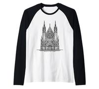 Catedral Gótica Arte Lineal Camiseta Manga Raglan
