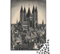Catedral Gótica Casco Antiguo Puzzle de 1000 Piezas Papel para Adultos Estilo Arquitectura Urbana Puzzle para Toda la Familia Decoración Hogar Regalo 70x50cm/1000pcs