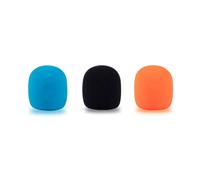 CaTeFo Interview GO - Parabrisas de espuma de color para Rode Wireless Go, adaptador de mano, filtro de esponja, micrófono, cubierta de espuma, 3 piezas, azul, naranja, negro