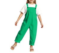 Categoría de 2026-Girls Romper&Jumpsuit - Elegante Conjunto de Tirantes Liso para niña y niño Prendas de Verano para Edades 3 a 14 años (Green, 13-14 Years)