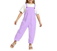 Categoría de 2026-Girls Romper&Jumpsuit - Elegante Conjunto de Tirantes Liso para niña y niño Prendas de Verano para Edades 3 a 14 años (Purple, 11-12 Years)