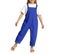 Categoría de 2026-Girls Romper&Jumpsuit - Elegante Conjunto de Tirantes Liso para niña y niño Prendas de Verano para Edades 3 a 14 años (Blue, 6-7 Years)