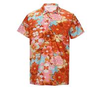 Categoría de producto Camisetas de hombre | Título del producto Camisa de manga corta con estampado floral - Polo elegante con cuello clásico para uso diario casual, naranja, 4XL