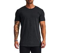 Categoría de producto Camisetas para hombre - Camiseta transpirable de seda de hielo para hombre de manga corta Slim Fit cuello redondo Moda verano ligero que absorbe la humedad, Negro , L