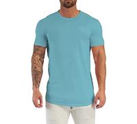 Categoría de producto Camisetas para hombre - Camiseta transpirable de seda de hielo para hombre de manga corta Slim Fit cuello redondo Moda verano ligero que absorbe la humedad, azul celeste, M