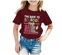 Categoría de producto Camisetas y camisetas para chicas - Título del producto Camiseta con cuello redondo estampado para temporada escolar, Vino, 6-7 años