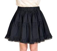 Categoría de producto Faldas para niña: falda infantil atemporal para uso diario, ocio, escuela, exterior, con ribete de encaje, falda acampanada para primavera y verano, Negro , 4-5 años