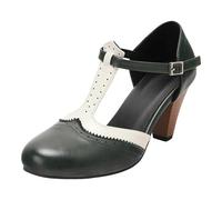 Categoría de producto Tacones altos para mujer - Sandalias elegantes con punta cerrada Tacón resistente Correa en T con hebilla elegancia casual para eventos diarios, verde, 37 EU