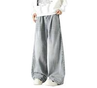 Categoría de producto Vaqueros para hombre - Título del producto Street Retro Loose Drape Micro Flaco Lazy Style Pantalones vaqueros lavados sin detalles de color típicos, azul, L