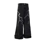 Categoría de producto Vaqueros para hombre - Título del producto Vaqueros Hip Hop Hombres Primavera Holgado Casual Casual Pierna Ancha Mop Pantalones Largos, Negro , 3XL