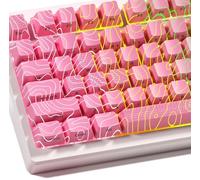 Catekro Teclas Topográficas, OEM 118 Teclas, Leyendas Grabadas en el Lado, Teclas Transparentes, Proceso IMD, Tres Capas de Material, Ideal para Teclados 75% & 60% (Pink)