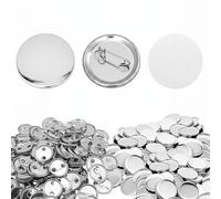 CATELL 100 Piezas Chapas Personalizadas 25mm Botón de Pin Redondo Pin Personalizado Blanco Pin Botón Trasero Insignia de Botón para Manualidades para Máquina de Fabricación de Botones