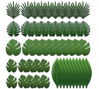 CATELL 50 PCS Hojas Artificiales Decoracion Hojas de Palma Artificiales Hojas Decorativas Verdes Falso Hojas de Monstera Verde para Fiesta Hawaiano DecoracióN De Playa Planta Jungle