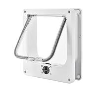 Catera magnética de 4 vías para Gatos y Perros pequeños, fácil de Instalar, Puerta para Mascotas Deslizante Manual en Pared/Madera/Puerta de UPVC (Blanco)