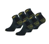 Caterpillar 6 Pares Calcetines Hasta el Tobillo de Trabajo, Plantilla de Esponja de Algodón, Doble Refuerzo en la Puntera y Talón (Gris, 43-46)