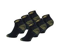 Caterpillar 6 Pares Calcetines Hasta el Tobillo de Trabajo, Plantilla de Esponja de Algodón, Doble Refuerzo en la Puntera y Talón (Negro, 47-50)